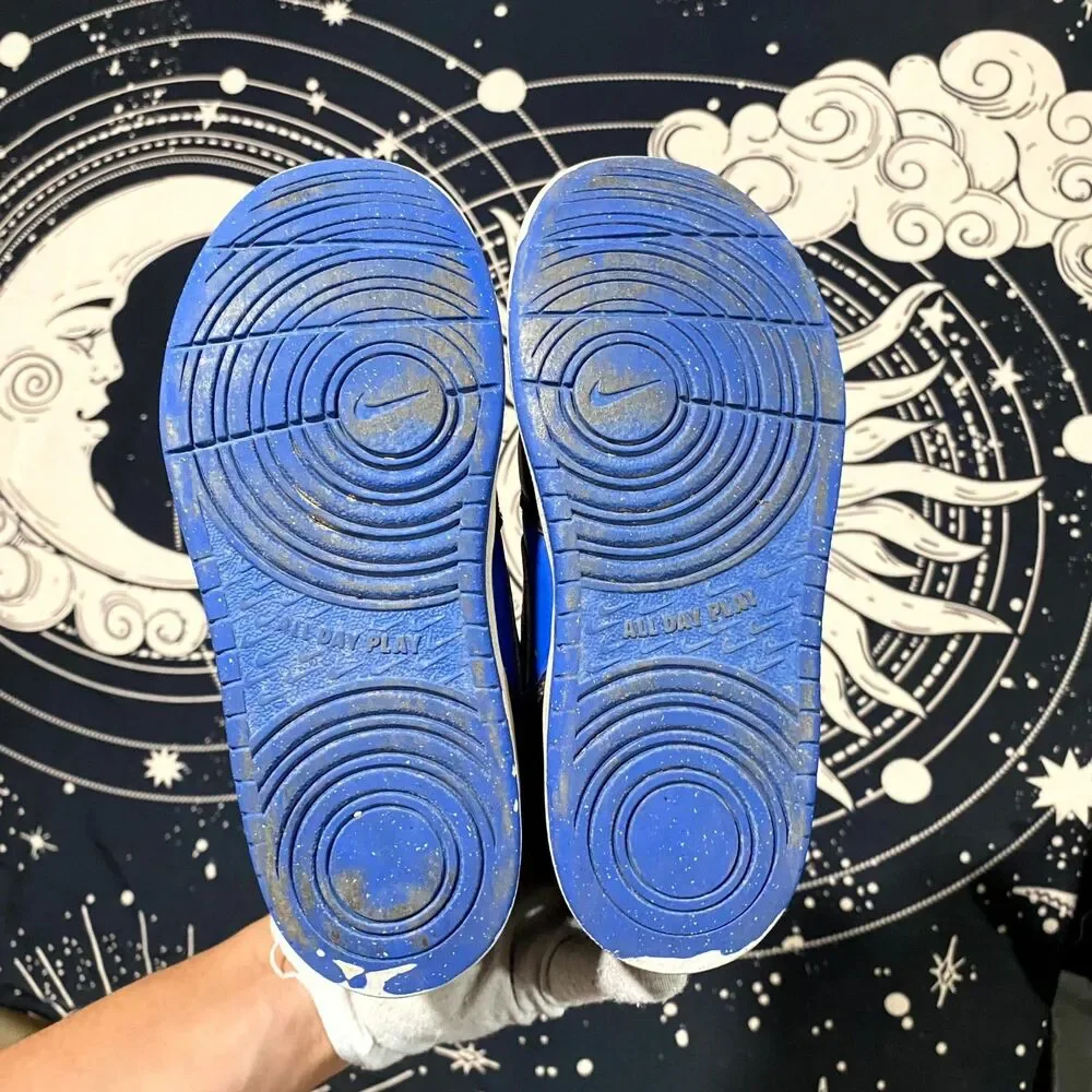 Nike Court Borough Mid 2 CD7783-404 Athletic Sneaker Boys 1Y Blue/Black Leather